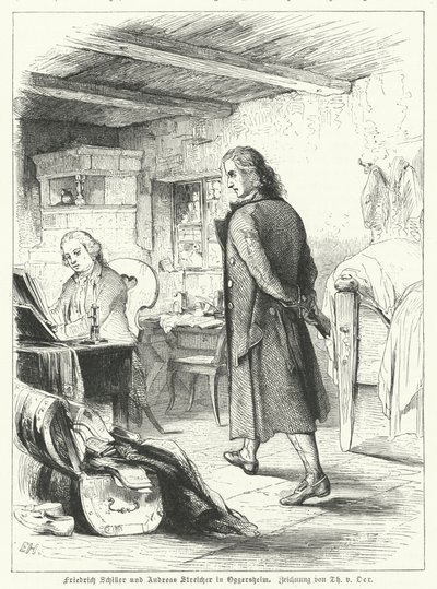 German Poet and Playwright Friedrich Schiller with His Friend the Pianist and Composer Andreas Streicher in Oggersheim by Theobald Reinhold von Oer